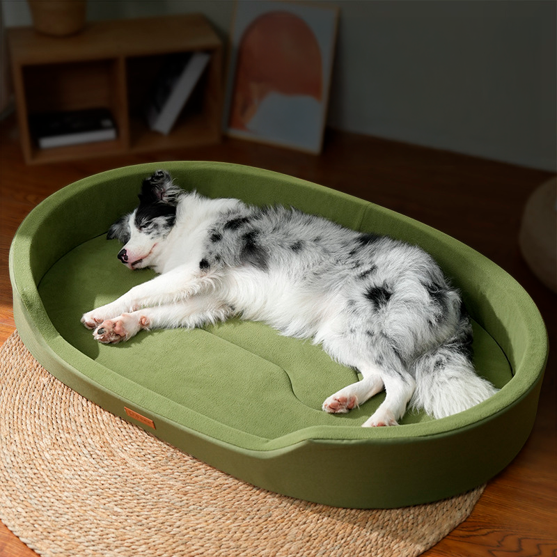 Dog relaxing on a plush sofa-style bed
Stylish sofa dog bed with raised sides
Close-up of soft and cozy sofa dog bed
Comfortable pet bed designed like a sofa for dogs