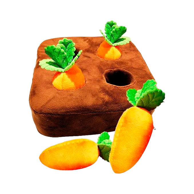 Dog solving carrots puzzle toy
Interactive puzzle toy with carrots for pets
Close-up of carrots puzzle toy on the floor
Pet enjoying mental stimulation with carrots puzzle